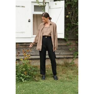Linenfox Pants Medium Brooke Heavy Linen Trousers Linen Black Dressy Minimalist